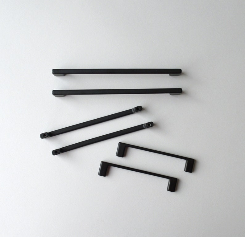 Set of 6 Modern Black Cabinet Pull. Black Cabinet Hardware. Contemporary Handle. Drawer Pull. Cabinet Hardware. Kitchen Cabinet Pull 713/ image 4