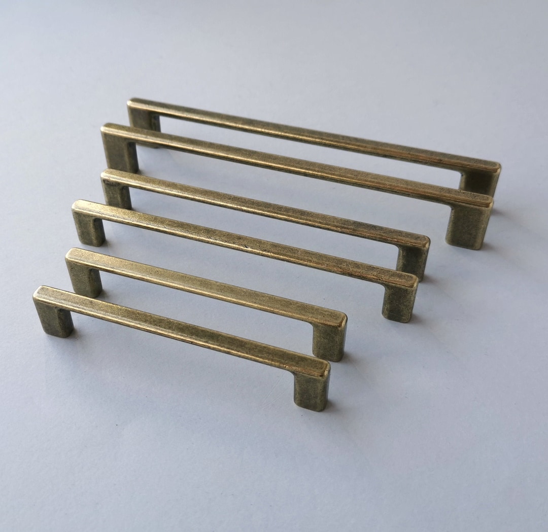 ZAUYX 2-Pack 6 Inch Hole Center Antique Brass Cabinet Pulls Solid - View #5