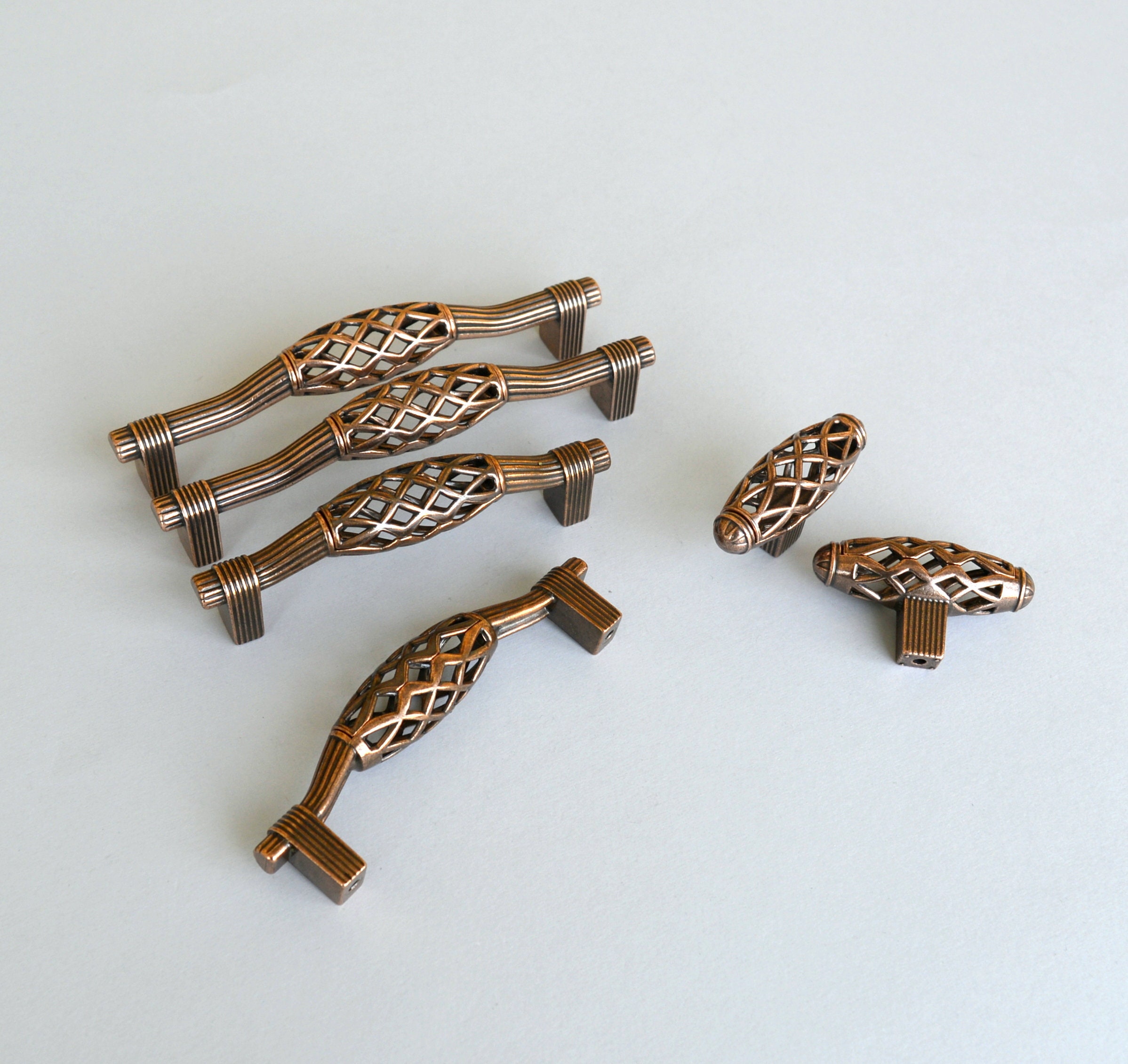 Set of 6 Oil Rubbed Bronze Pulls. Rustic Etsy