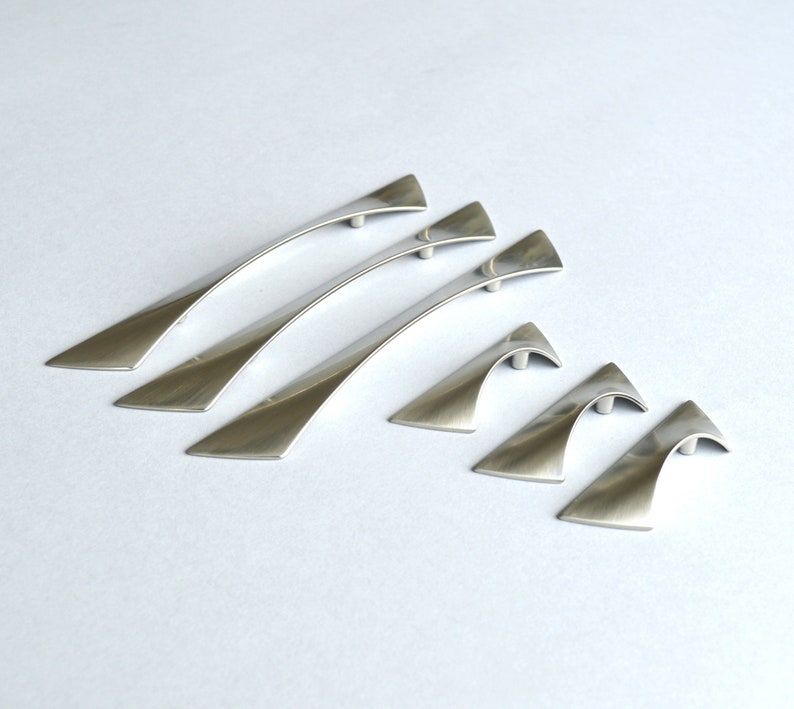 Set of 6 Modern Brushed Nickel Cup Pulls. Brushed Etsy