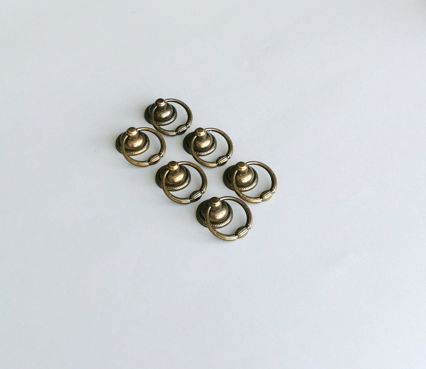 Set of 6 Unique Statement Ring Pull. Antique Brass Drop Knob. - Etsy