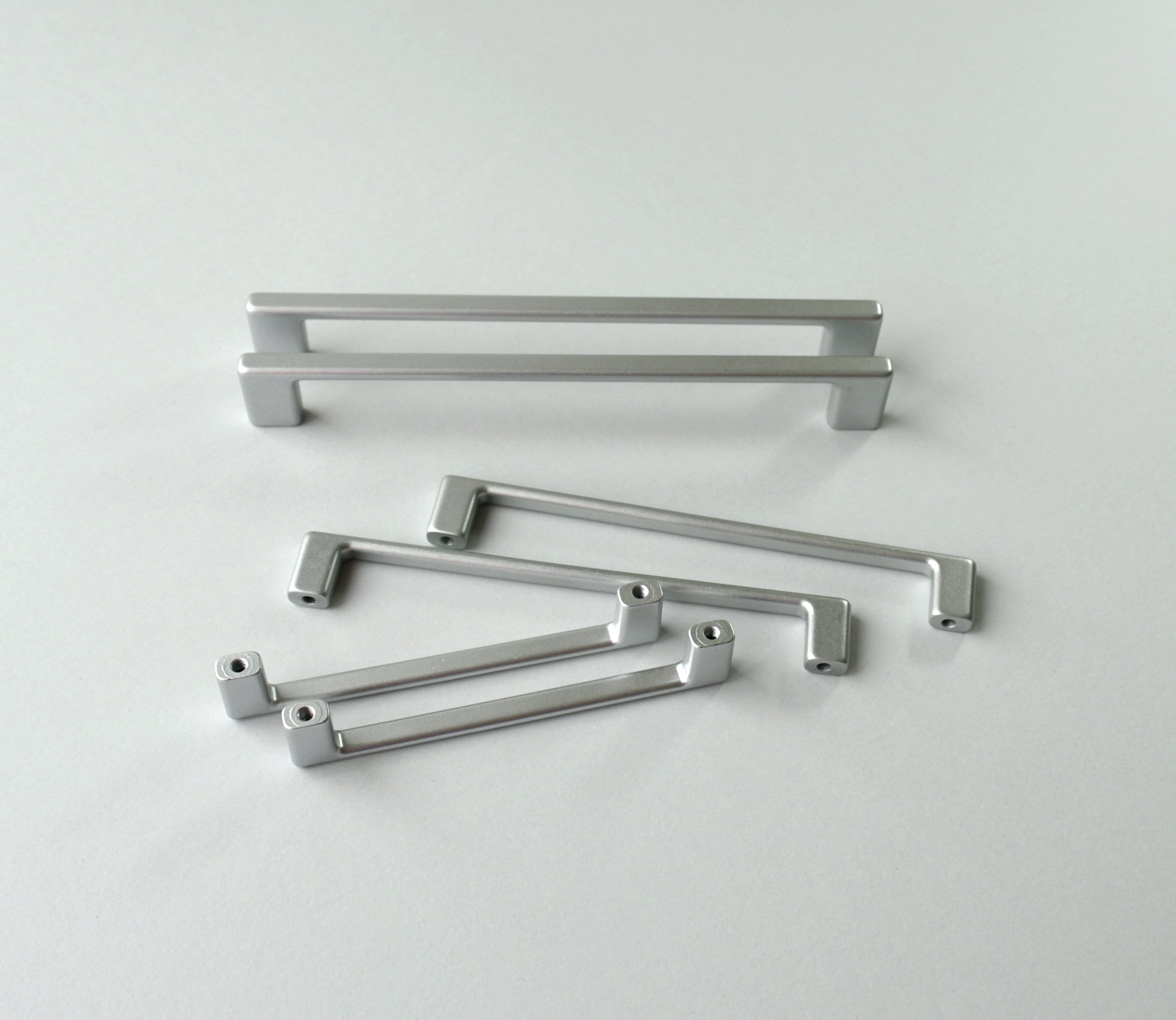 Set of 6 Modern Silver Pull. Chrome Matte Etsy Canada