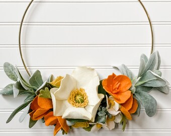 Felt Flowers Felt Wreath Mini Wreath Home Decor Floral Decor Nursery Decor Bathroom Decor Wreath Wall Decor Flower Wreath