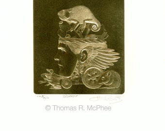 Gold Embossed Print self portrait by Thomas R. McPhee