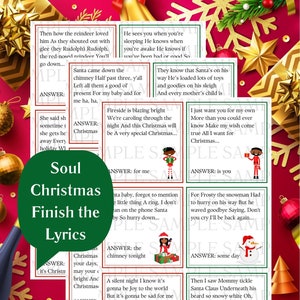 Soul Christmas Finish the Lyrics Party Game For Family, Friends, Guests, Coworkers, Teachers Printable Download