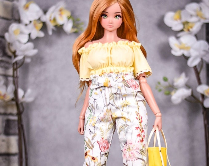 Pants+top set Pear body dress  for bjd 1/3 scale doll like Smart Doll pear body yellow