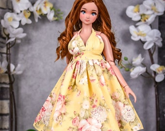 Summer Dress fit Pear body  for bjd 1/3 scale doll like Smart Doll pear body yellow floral