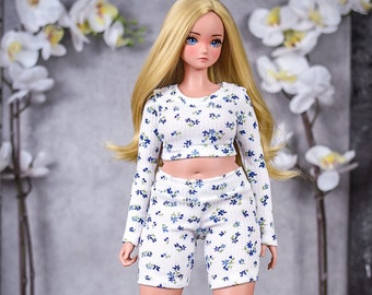PREORDER Lounge Set fit Pear body  for bjd 1/3 scale doll like Smart Doll pear body blue mini floral