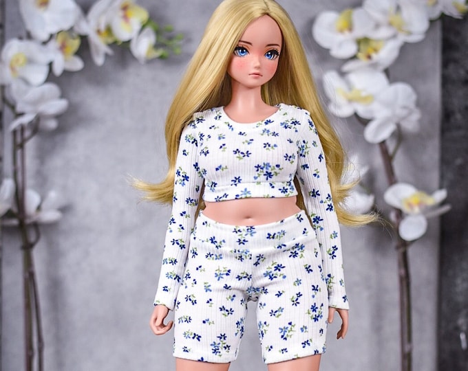 PREORDER Lounge Set fit Pear body  for bjd 1/3 scale doll like Smart Doll pear body blue mini floral