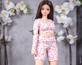 PREORDER Lounge Set fit Pear body  for bjd 1/3 scale doll like Smart Doll pear body Pink mini floral