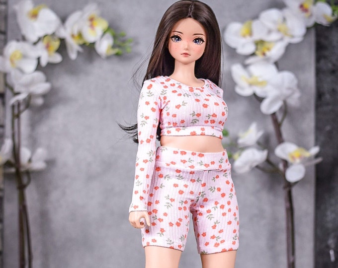 PREORDER Lounge Set fit Pear body  for bjd 1/3 scale doll like Smart Doll pear body Pink mini floral