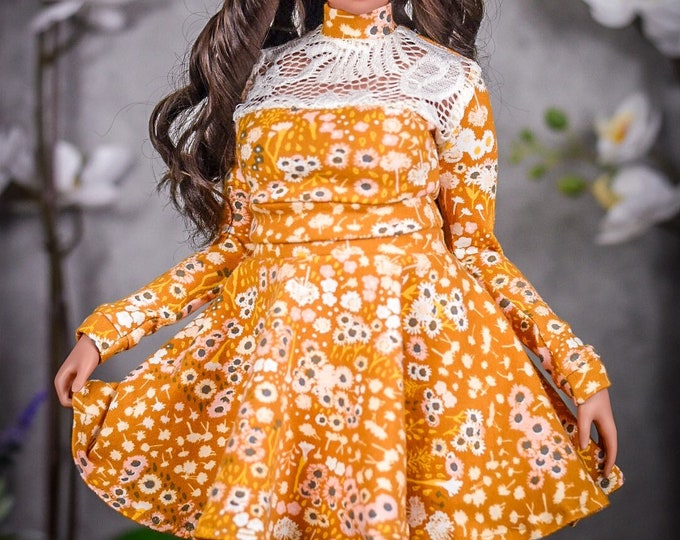 PREORDER Contrast Lace outfit fit Pear body top  for bjd 1/3 scale doll like Smart Doll pear body Print Marigold