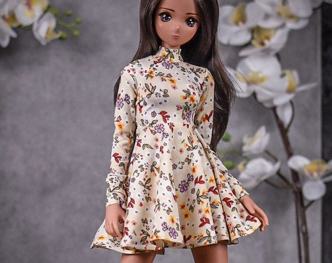 Turtle neck  dress  for bjd 1/3 scale doll like Smart Doll mini floral