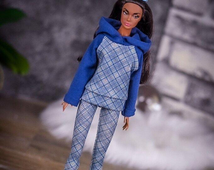 PREORDER Outfit Custom print for 1/6 scale doll clothes to fit Poppy Parker or other similar 1/6 fashion doll clothes. Denim blue