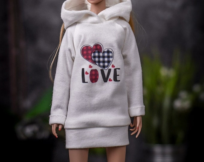 graphic Dress Hoodie for 1/6 scale doll clothes to fit Poppy Parker or other similar 1/6 fashion doll clothes Love