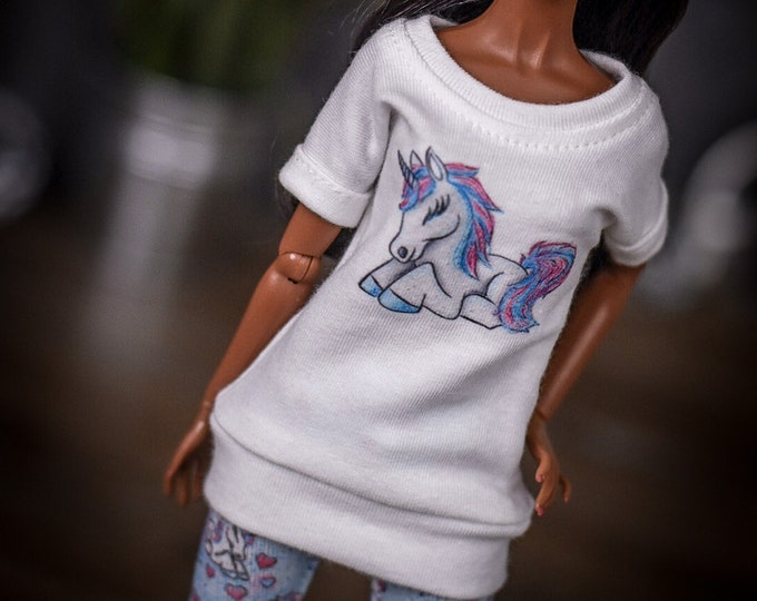 PREORDER Graphic Tunic for 1/6 scale doll clothes to fit Poppy Parker or other similar 1/6 fashion doll clothes unicorn