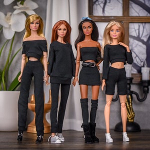 PREORDER Basic Collection for 1/6 scale doll clothes to fit Poppy Parker or other similar 1/6 fashion doll clothes. Black