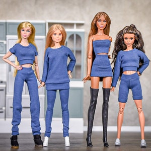 PREORDER Basic Collection for 1/6 scale doll clothes to fit Poppy Parker or other similar 1/6 fashion doll clothes. Denim blue