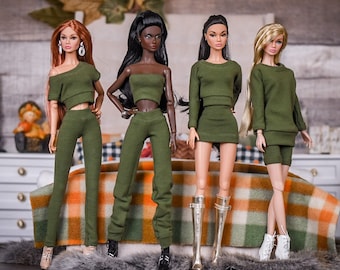 PREORDER Basic Collection for 1/6 scale doll clothes to fit Poppy Parker or other similar 1/6 fashion doll clothes. army green