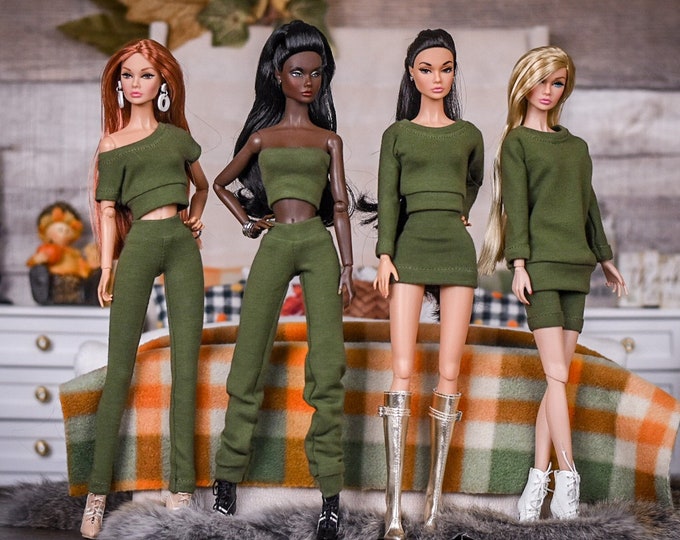 PREORDER Basic Collection for 1/6 scale doll clothes to fit Poppy Parker or other similar 1/6 fashion doll clothes. army green