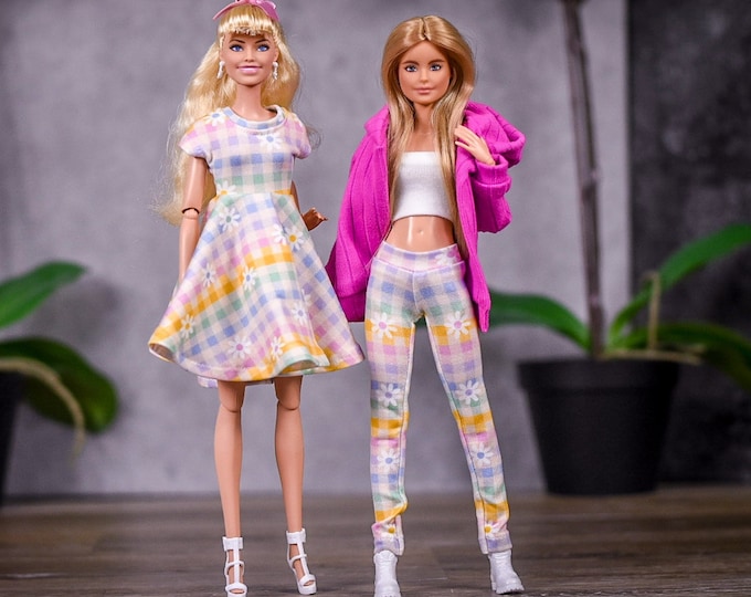 Dress or leggings for 1/6 scale doll clothes to fit Poppy Parker or other similar 1/6 fashion doll clothes FLORAL PLAID