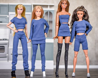 PREORDER Basic Collection for 1/6 scale doll clothes to fit Poppy Parker or other similar 1/6 fashion doll clothes. Denim blue