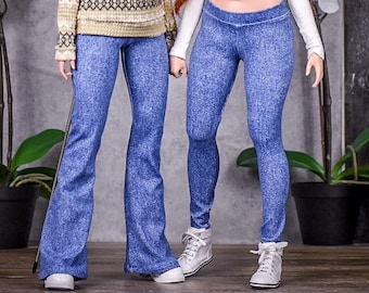 VORBESTELLUNG Jeans-Print-Leggings passen zu Birnenkörper für Bjd-Puppen im Maßstab 1/3 wie Smart Doll Birnenkörper MEDIUM WASH