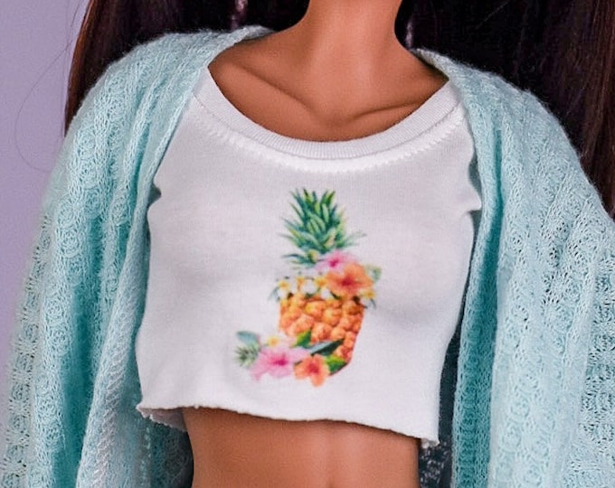 Graphic Cropped tee  for bjd 1/3 scale doll like Smart Doll pineapple