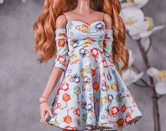 Sweetheart dress  for bjd 1/3 scale doll like Smart Doll Blue cups