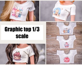 PREORDER Graphic Cropped tee  for bjd 1/3 scale doll like Smart Doll