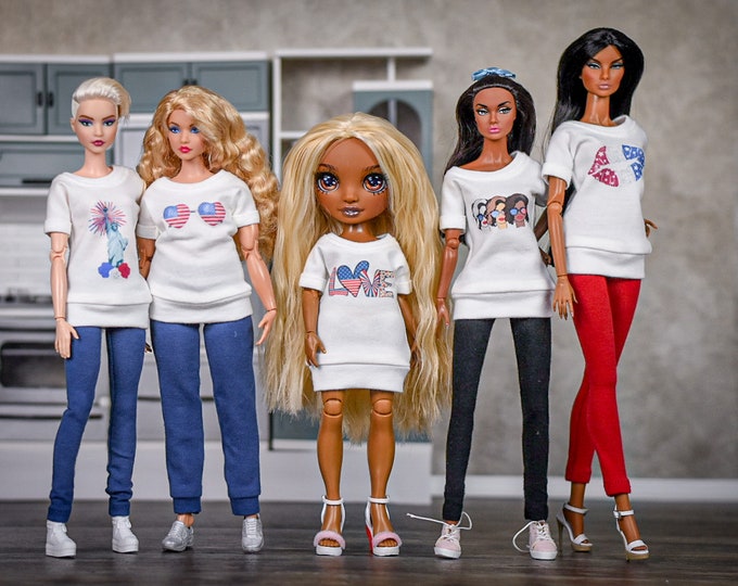 PREORDER Graphic Tunic for 1/6 scale doll clothes to fit Poppy Parker or other similar 1/6 fashion doll clothes.