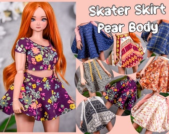 PREVENTA Falda patinadora con cuerpo de pera para muñeca BJD a escala 1/3 como Smart Doll con cuerpo de pera