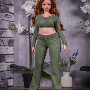 PREORDER 24/7 Collection fit Pear body top for bjd 1/3 scale doll like Smart Doll pear body color Olive green image 4