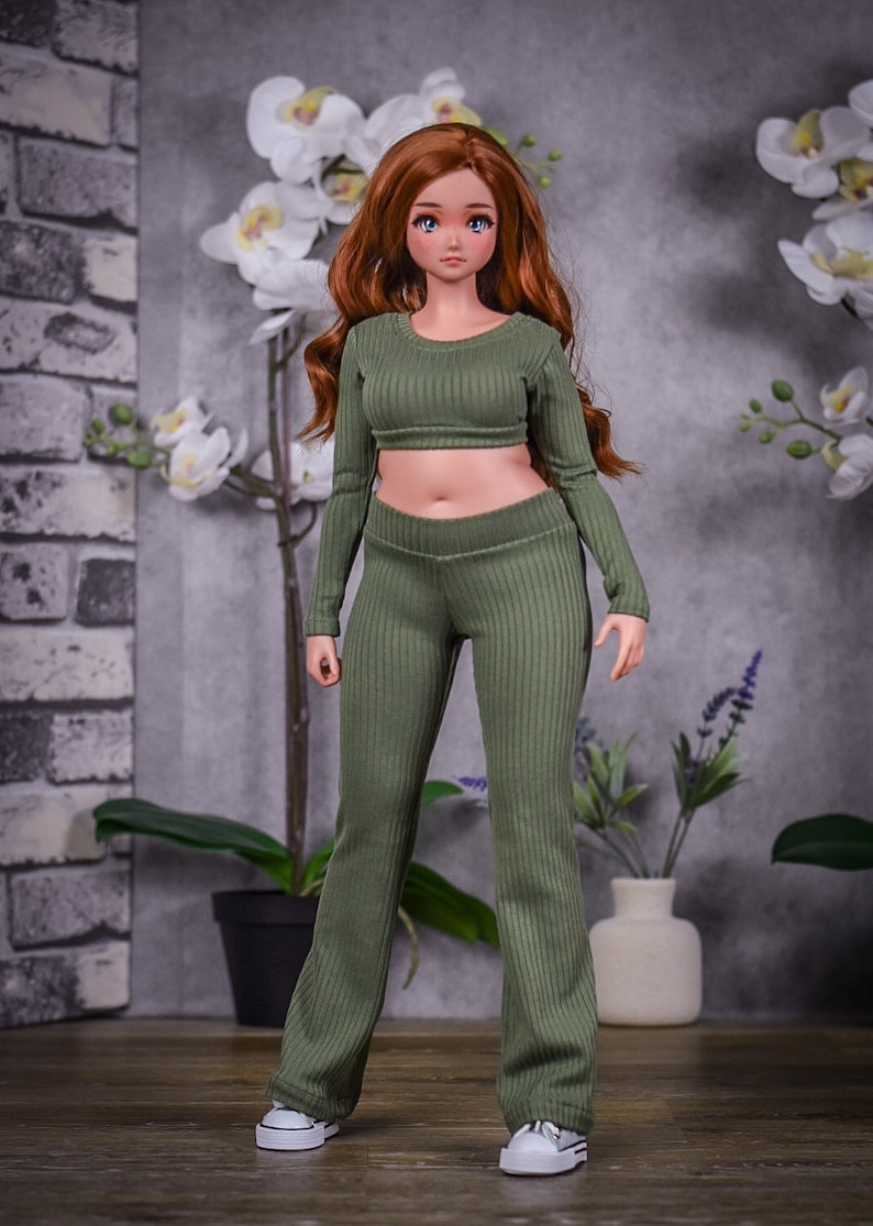 PREORDER 24/7 Collection fit Pear body top for bjd 1/3 scale doll like Smart Doll pear body color Olive green image 4