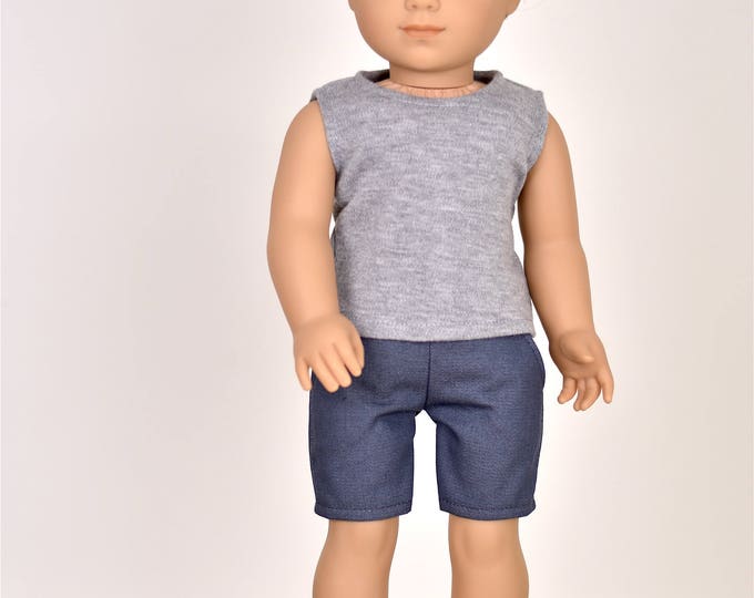 18 inch Boy Doll Clothes Tank Top Grey EliteDollWorld EDW