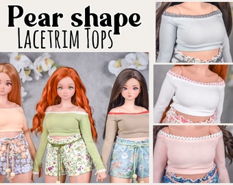 PREORDER LaceTrim top fit  Pear body Top  for bjd 1/3 scale doll like Smart Doll pear body