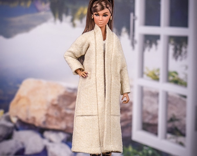 PREORDER Flannel coat for 1/6 scale doll clothes to fit Poppy Parker or other similar 1/6 fashion doll clothes. Cream