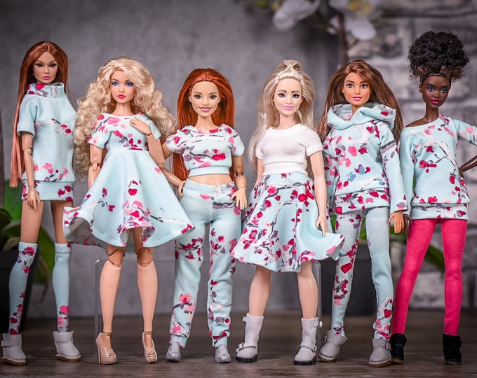 PREORDER Basic Print Collection for 1/6 scale doll clothes to fit Poppy Parker or other similar 1/6 fashion doll clothes. Enchanted Leaves