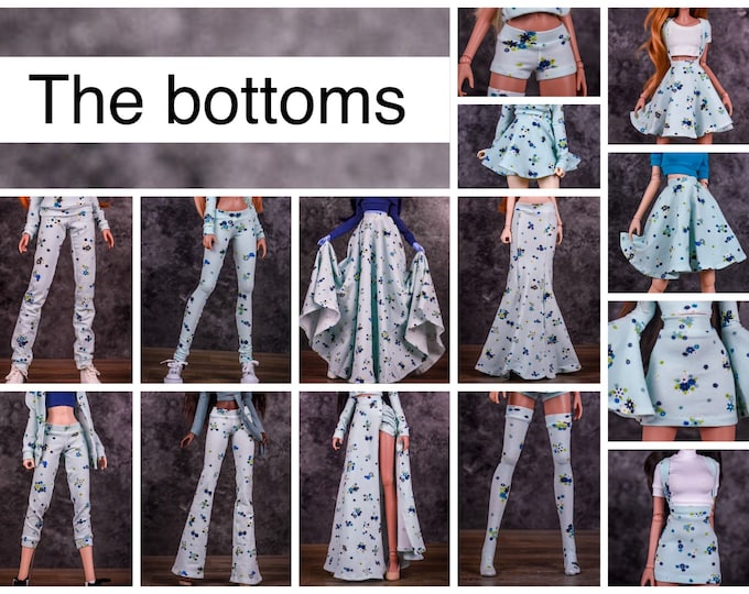 PREORDER The bottoms  Basic Collection to fit Smart Doll or other similar 1/3 scale dolls. Print Efflorescent Celeste