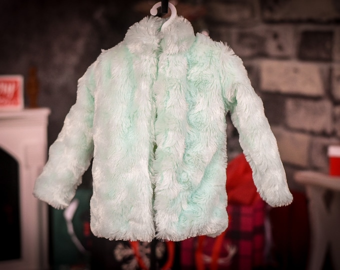 Faux Fur  coat for bjd 1/3 scale doll like Smart Doll heather icy mint