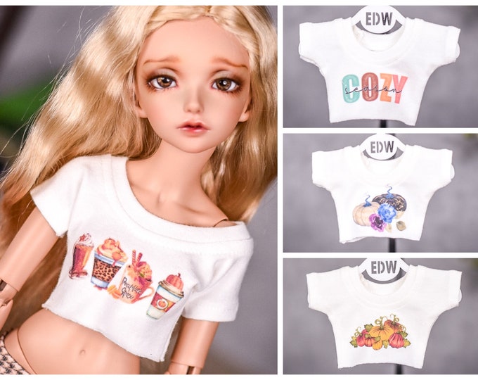 PREORDER Graphic Crop top to fit Minifee JoyDoll  other bjd 1/4 scale doll Fall/Halloween tops