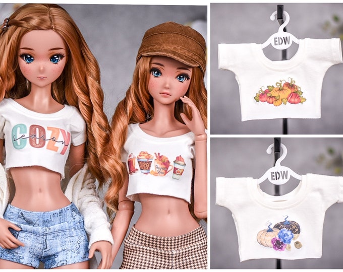 PREORDER Graphic Crop top to fit smart doll for  bjd 1/3 scale doll Fall/Halloween tops