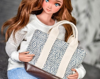 Bolso de mano con accesorios para muñecas bjd escala 1/3 como Smart Doll azul