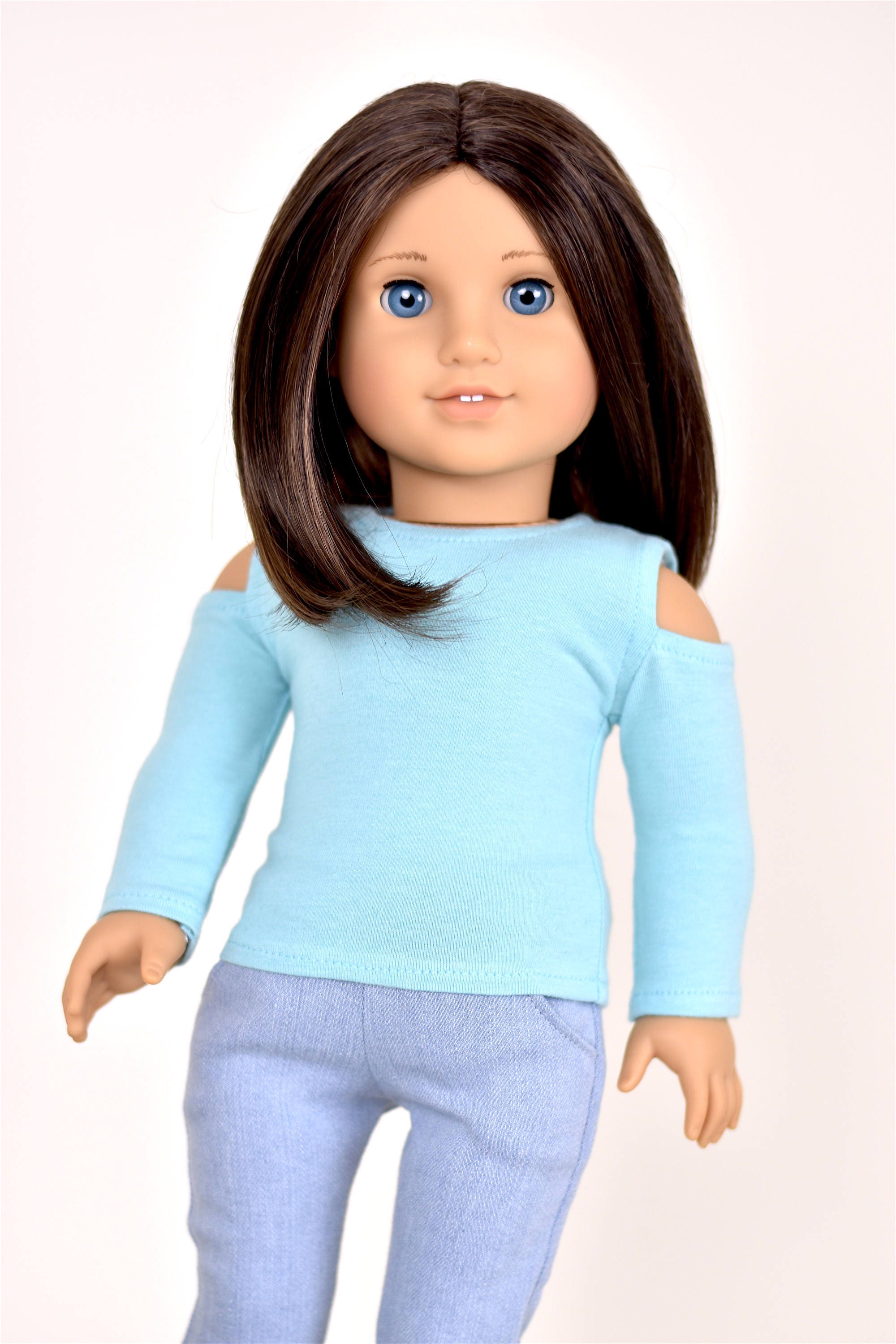 Cold Shoulder Top 18 inch doll clothes Color Blue