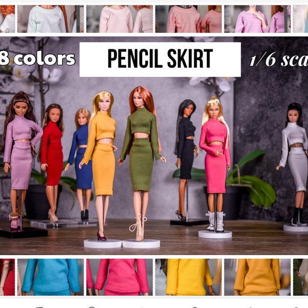 PREORDER Pencil skirt Basic Collection for 1/6 scale doll clothes to fit Poppy Parker or other similar 1/6 fashion doll clothes.