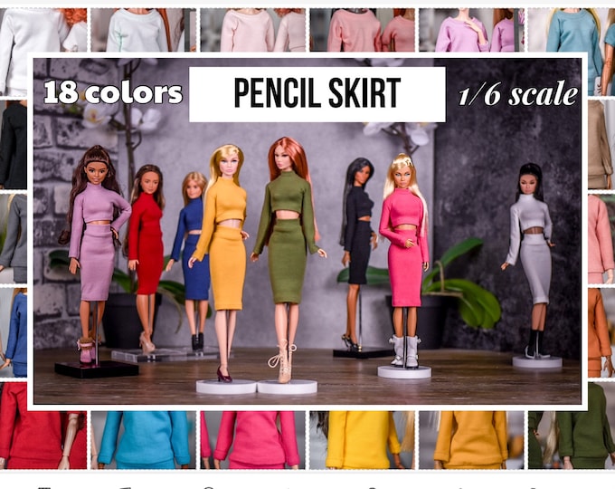 PREORDER Pencil skirt Basic Collection for 1/6 scale doll clothes to fit Poppy Parker or other similar 1/6 fashion doll clothes.