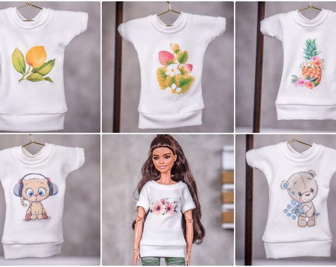 PREORDER Graphic Tunic for 1/6 scale doll clothes to fit Poppy Parker or other similar 1/6 fashion doll clothes.