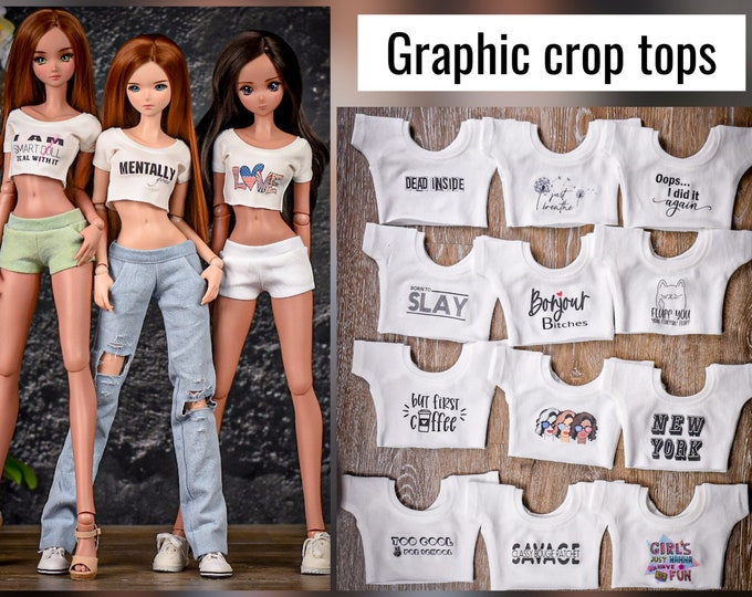 PREORDER Graphic Cropped tee  for bjd 1/3 scale doll like Smart Doll