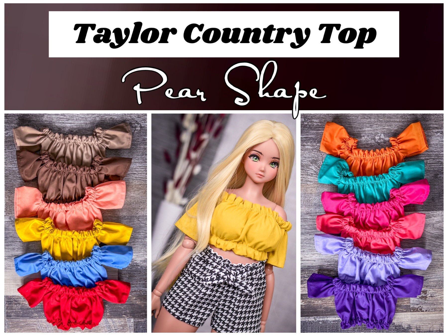 Taylor Country Top fit Pear body  for bjd 1/3 scale doll like Smart Doll pear body
