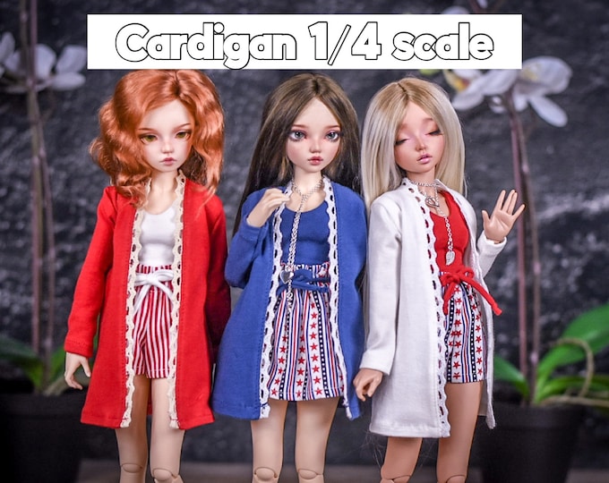 Cardigan for 1/4 scale doll clothes to minifee or other similar 1/4 scale dolls.